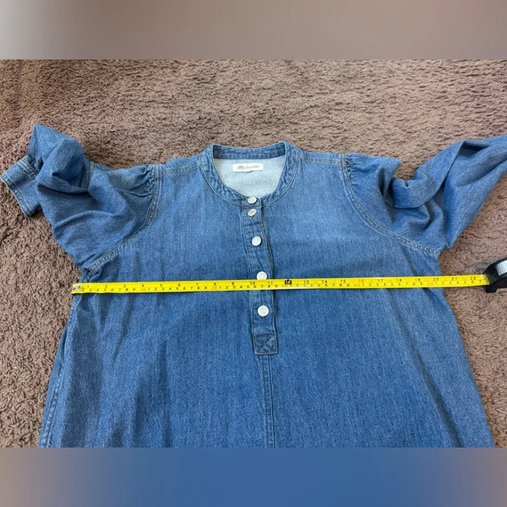 Madewell Denim Puff Sleeve Shirt Dress Long Sleeve Size M Medium $98 - Picture 9 of 10
